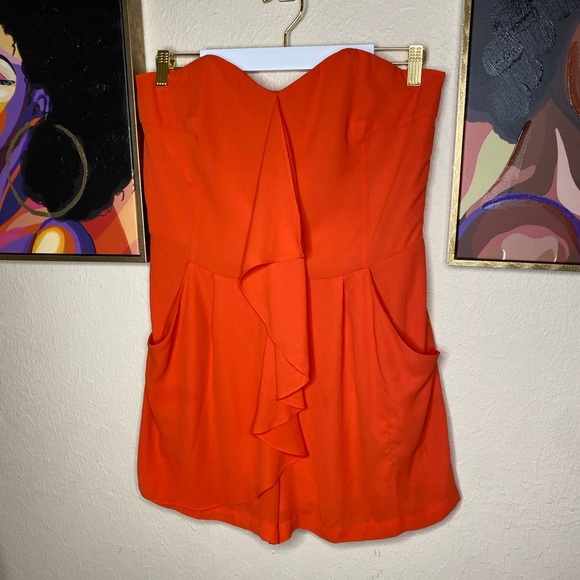 Express Pants - Express Orange Strapless Romper Size 12